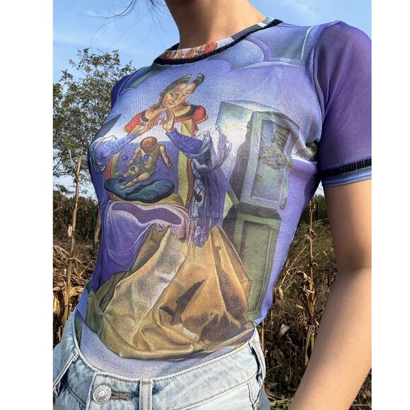 Jean paul gaultier Classique blue mesh short sleeve top - Picture 6 of 11